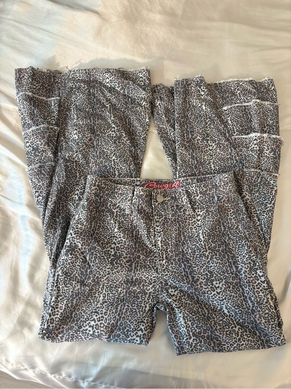 Cowgirl Hardware Girls Cheetah Print Flare Ruffled Jeans